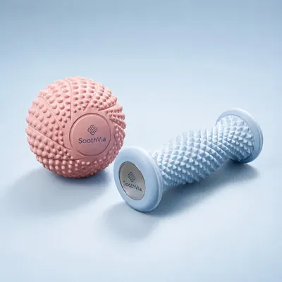 SoothVia set of two light wood manual massage rollers